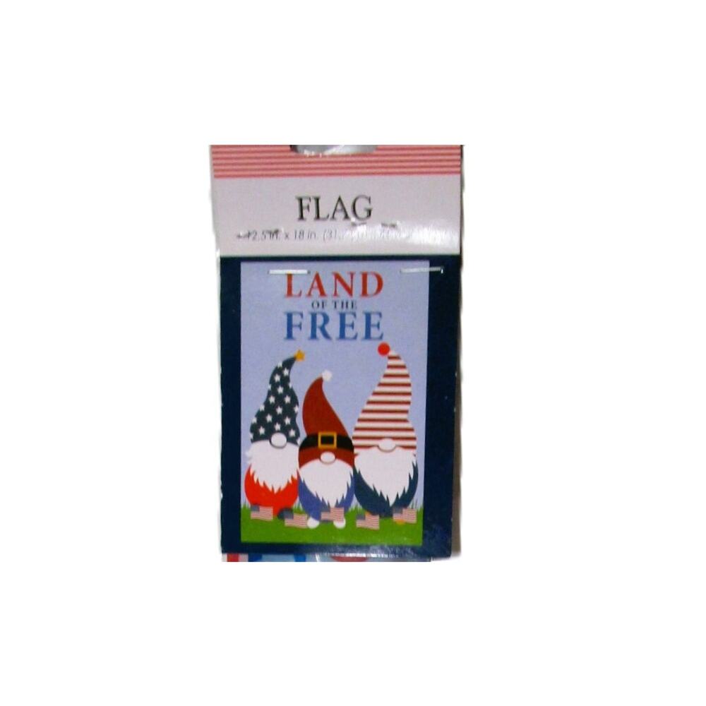 Greenbrier Garden Banner Flag Patriotic Gnomes Land of the Free 12.5 x 18 Inches